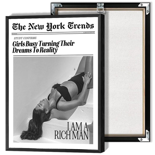 Vintage Girls Busy Turning Their Dreams To Reality Posters Black And White Summer Hotties Canvas Wall Art Room Aesthetic Preppy Prints Painting For Home Bedroom Dorm Wall Decor 24x36in Framed